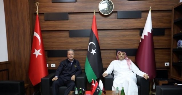 Millî Savunma Bakanı Hulusi Akar, Libya ziyaretinde Katarlı mevkidaşı ile görüştü