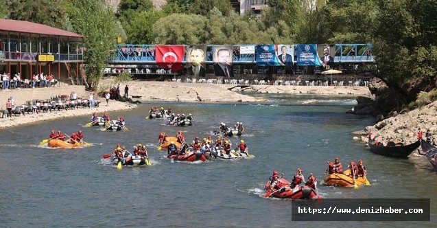 Munzur'da 200 sporcuyla rafting, renkli görüntülere sahne oldu