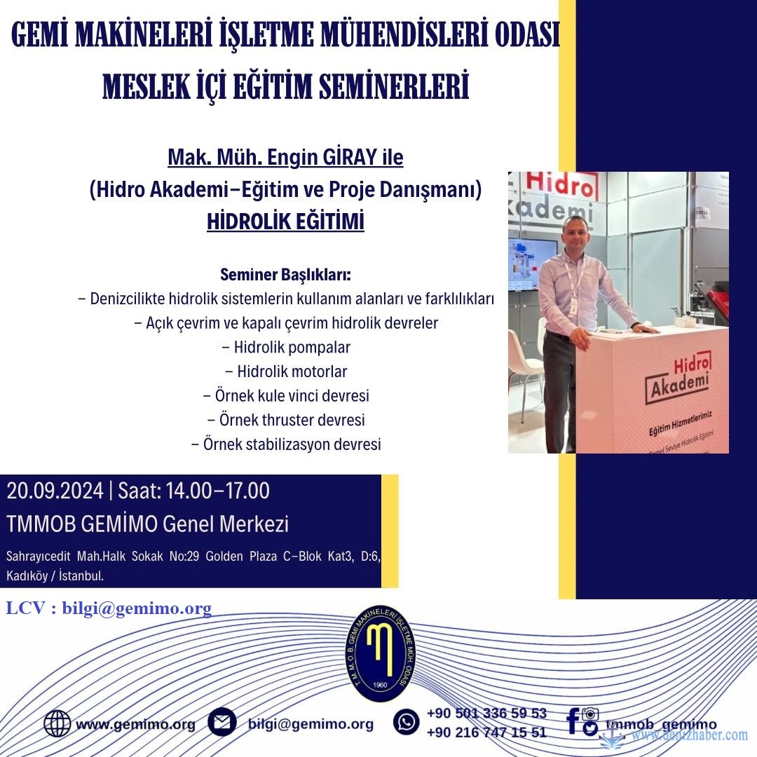 TMMOB GEMİMO Meslek İçi Eğitim Semineri Düzenliyor