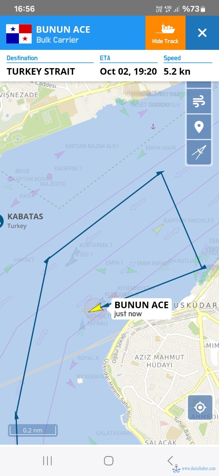 İstanbul Boğazı’nda Üsküdar açıklarında iki geminin çarpışması böyle görüntülendi