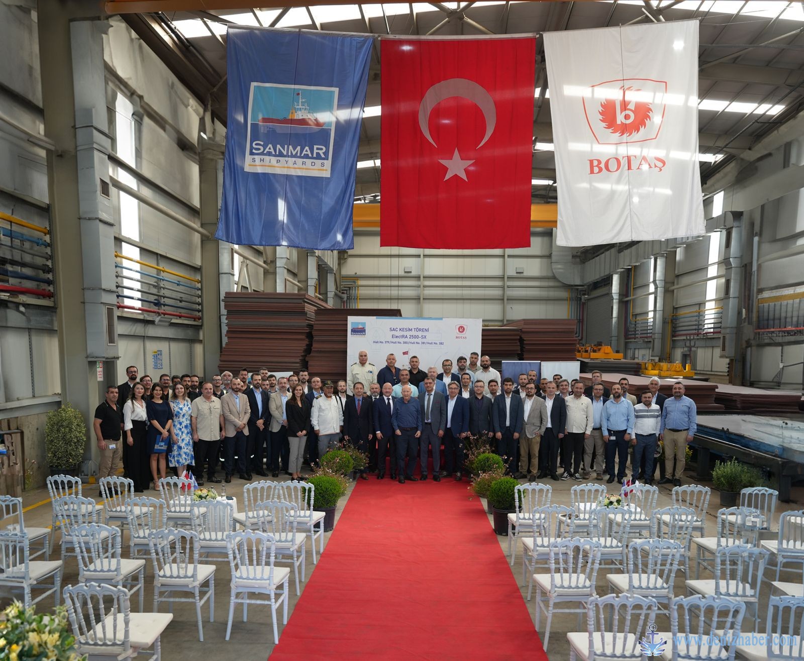 SANMAR'da, BOTAŞ için inşa edilecek römorkörlerin çelik kesme töreni