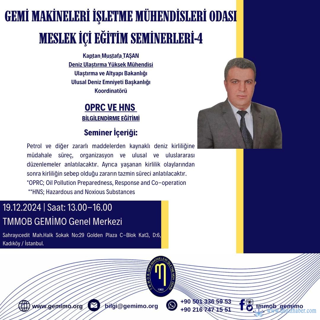 TMMOB GEMİMO'dan " OPRC ve HNS BİLGİLENDİRME EĞİTİMİ"