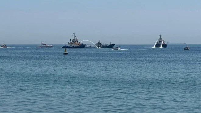 İstanbul, Ambarlı açıklarında gemi yangını